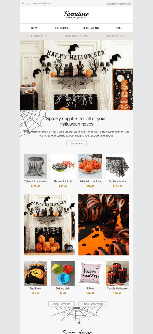 Halloween Email Template "Scary Decor" for Furniture, Interior & DIY industry mobile view