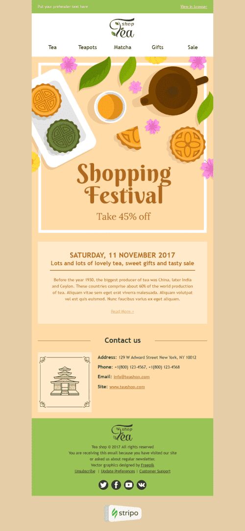 Global Shopping Festival E-Mail-Vorlage "Leckerer Ausverkauf" für Getränke-Branche Ansicht auf Mobilgeräten