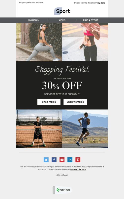 Global Shopping Festival Email Template "Be Better" for Sports industry mobile view