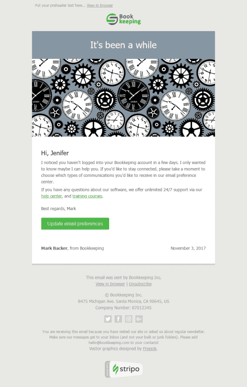 Retention & Reactivation Email Template "Time is Money" for Finance industry mobile view