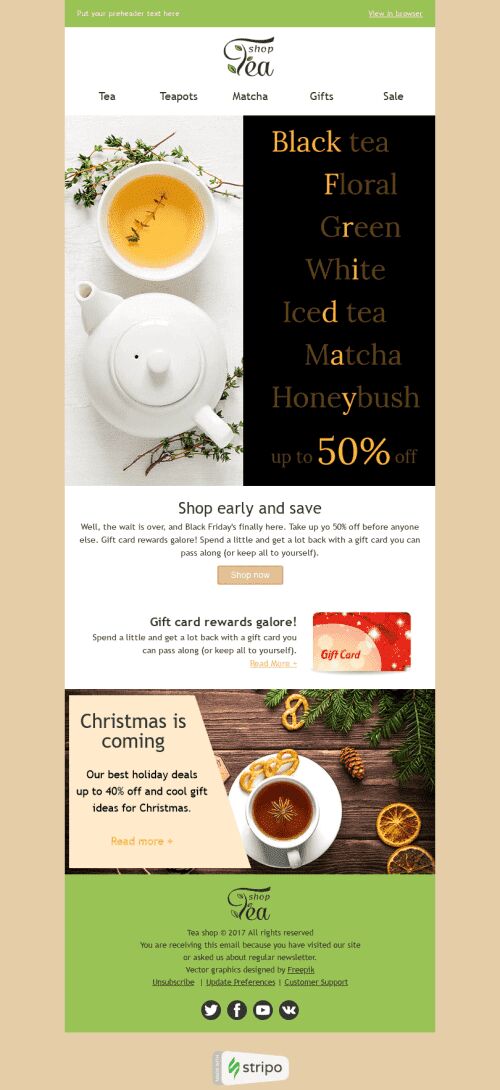 Black Friday Email Template "Huge Choice" for Beverages industry mobile view
