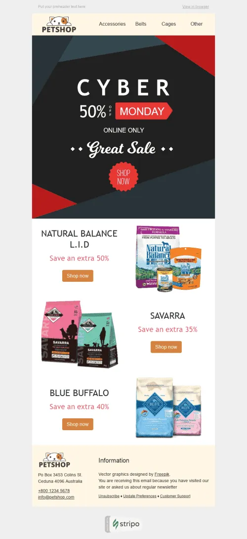 1419-Stripo-Pets-Holiday-newsletter-Cyber-Monday-Delicious-Set-email-web