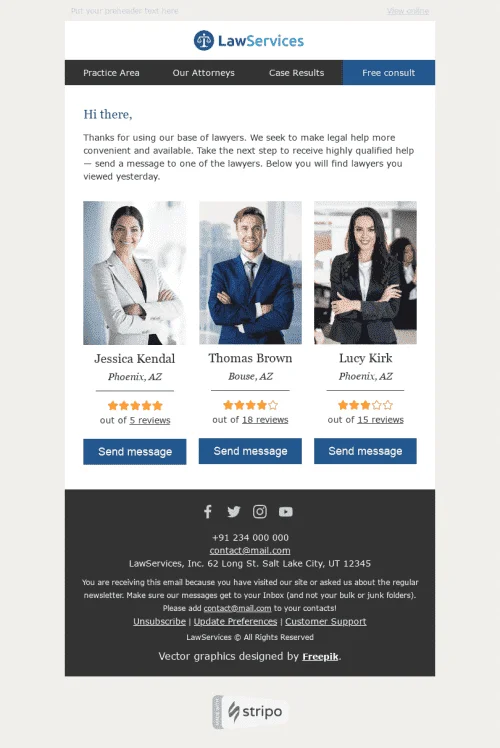 Thank You Email Template "Quality Assistance" for Legal industry
