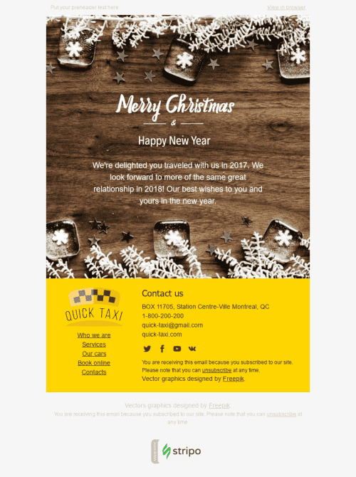 Christmas Email Template "White Snowflakes" for Auto & Moto industry mobile view
