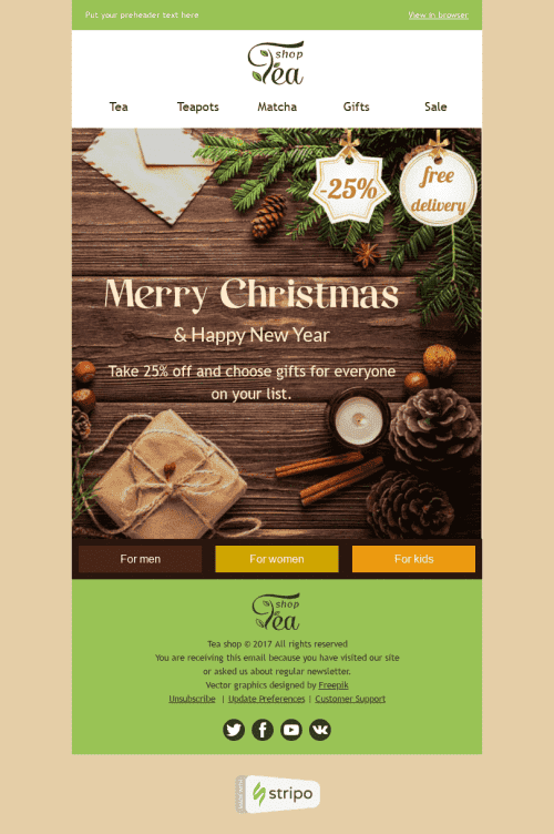 Modello Email Natale "Aroma speziato" per il settore industriale di Bevande Visualizzazione desktop