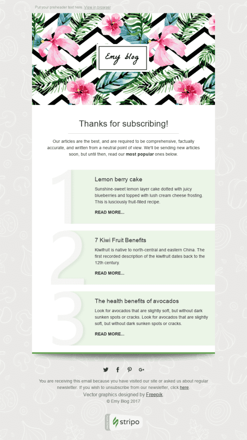 Thank You Email Template "Useful Articles" for Publications & Blogging industry mobile view