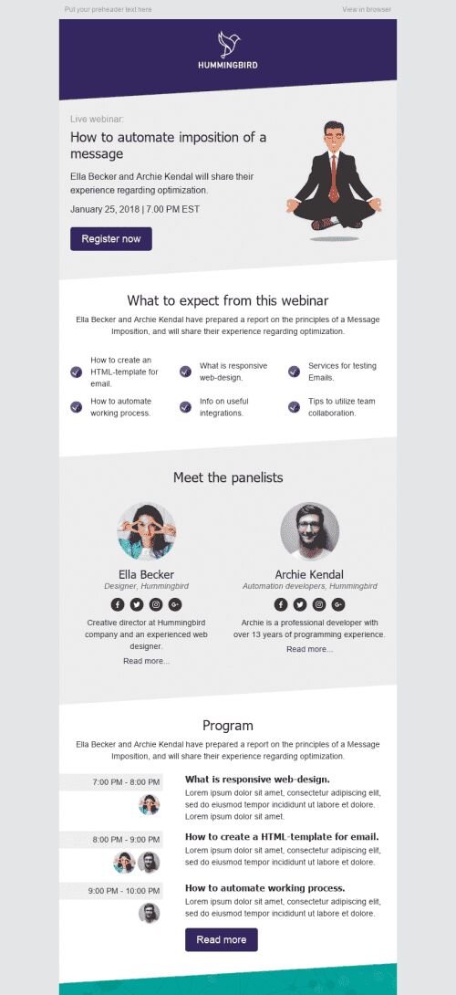 Promo Email Template "Necessary Skills" for Webinars industry mobile view