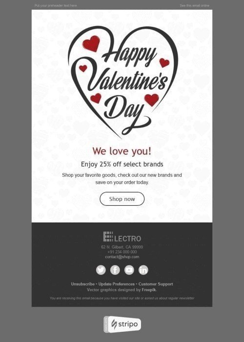 Modelo de E-mail de «Amor ao Nosso Redor» de Dia dos Namorados para a indústria de Gadgets Visualização de dispositivo móvel