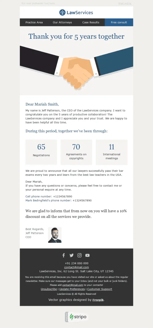 Thank You Email Template "Productive Collaboration" for Legal industry
