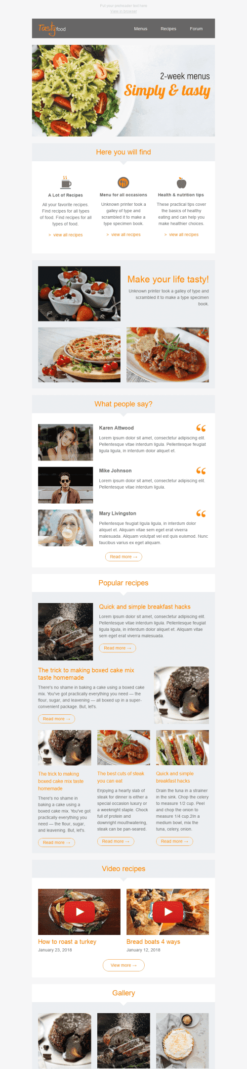 Промо шаблон листа "Просто і смачно" для індустрії "Їжа" десктопний вигляд