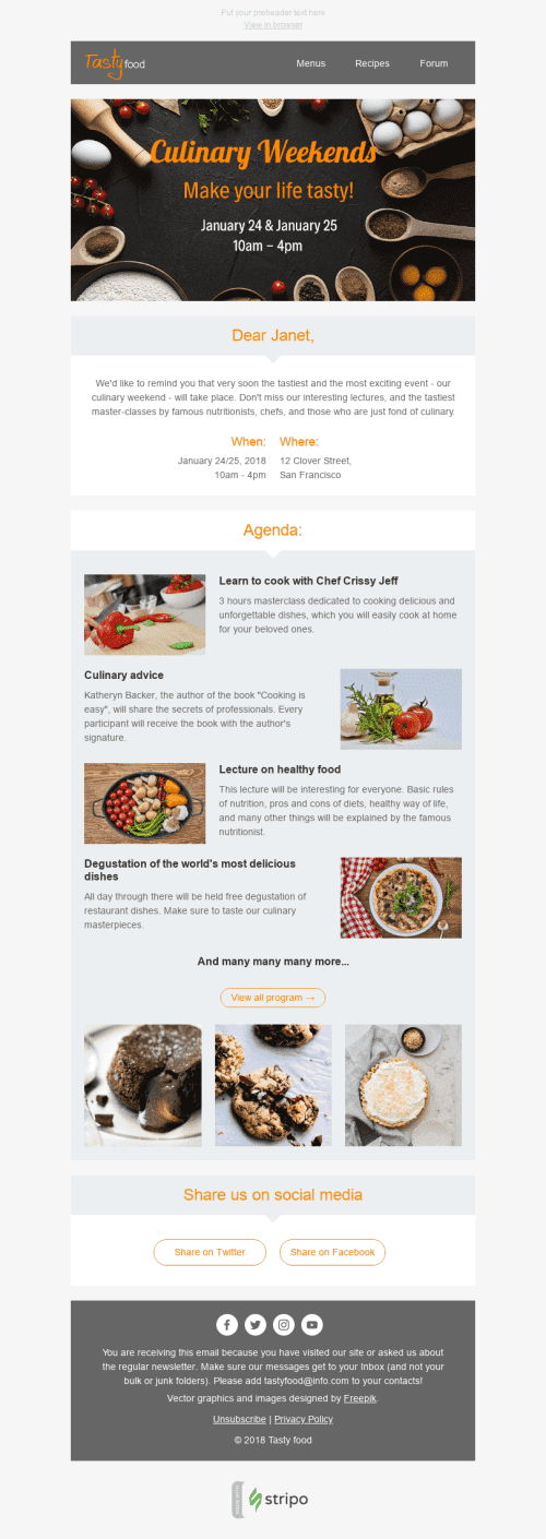 Culinary Weekend Email Template by Stripo.email