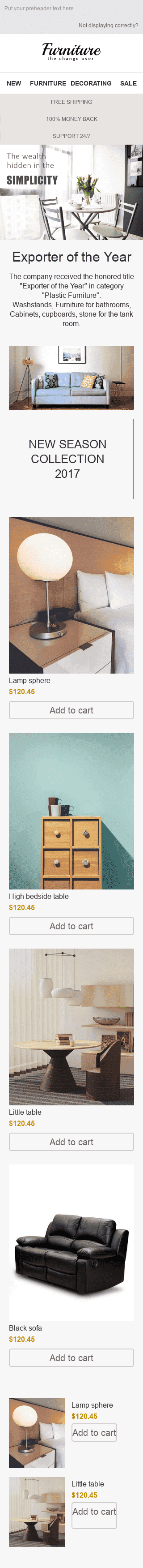 Промо шаблон письма "Уютная квартира" для индустрии "Мебель, Интерьер, Декор" мобильный вид