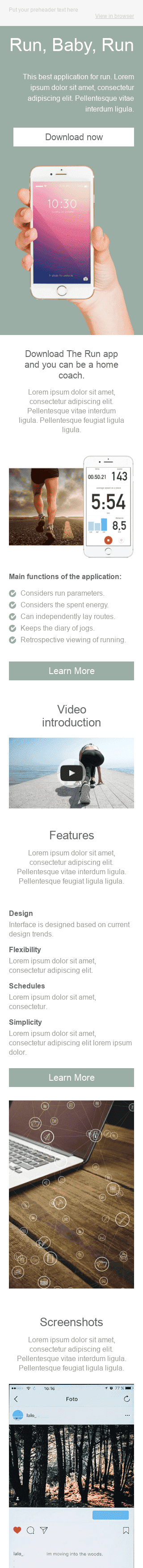 Промо шаблон письма "Домашний тренер" для индустрии "Программное обеспечение и Технологии" мобильный вид