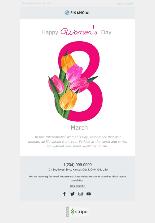 3770-Stripo-Finance-Holiday-newsletter-Womens-day-Gift-a-Smile-email-web