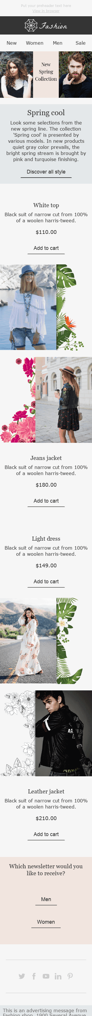 Modèle de courrier électronique Pâques "Nouvelles remises" pour le secteur Mode Affichage mobile