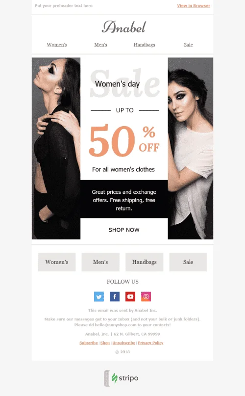 Women's Day Email Template "New Look" for Fashion industry