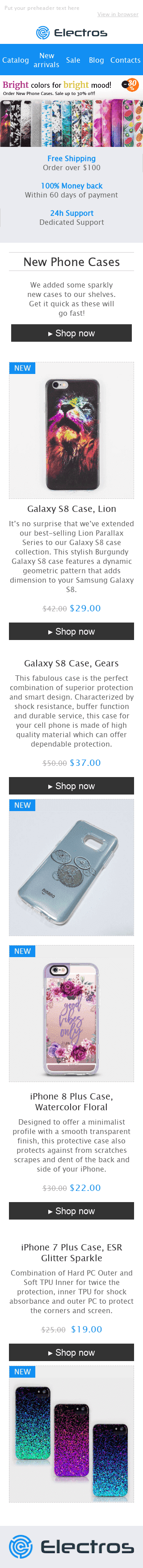 Шаблон письма со скидками "Блестящее настроение" для индустрии "Гаджеты" мобильный вид