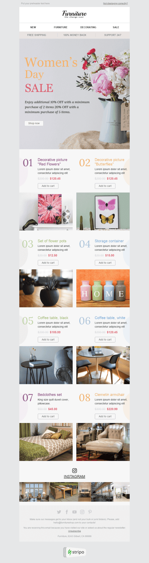 Modello Email Festa della donna "Primavera luminosa" per il settore industriale di Arredamento, interni e fai da te Visualizzazione mobile
