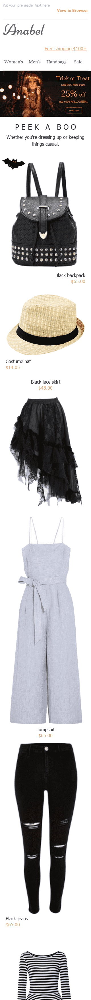 Шаблон листа до свята Хеллоуїн "Гаманець або життя" для індустрії "Мода" мобільний вигляд