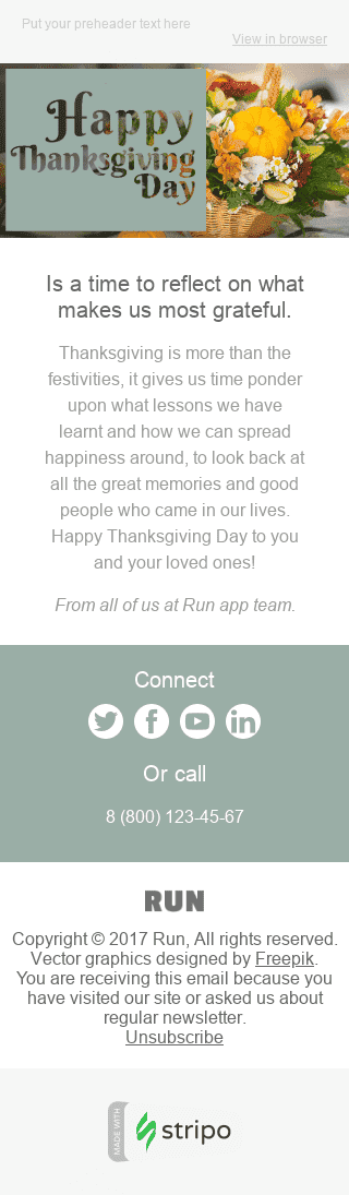 Modelo de E-mail de «Reunião de Famílias» de Dia de ação de graças para a indústria de Software e Tecnologia Visualização de dispositivo móvel