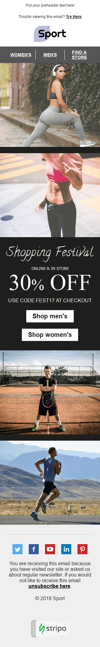 Шаблон письма к празднику Всемирный День Шопинга "Будь лучше" для индустрии "Спорт" мобильный вид