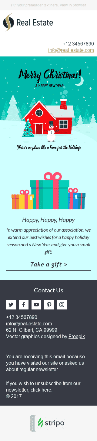 Шаблон письма к празднику Рождества "Сказочная ночь" для индустрии "Недвижимость" мобильный вид