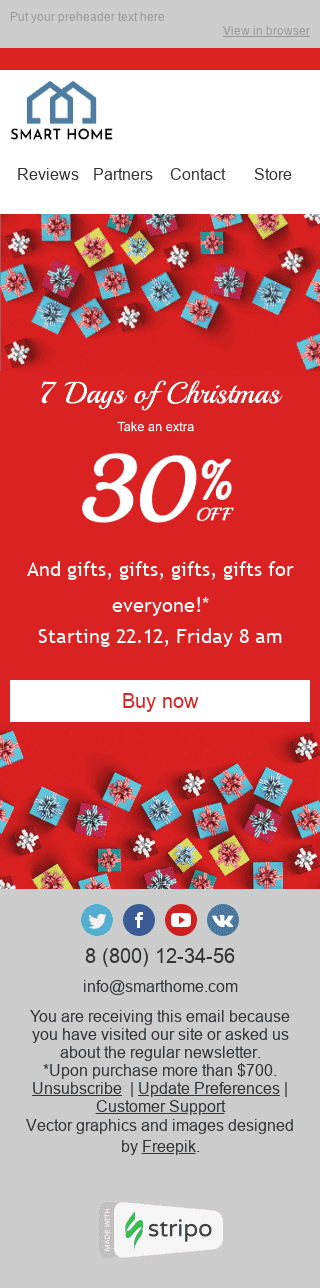 Modello Email Natale "Regali per tutti" per il settore industriale di Arredamento, interni e fai da te Visualizzazione mobile