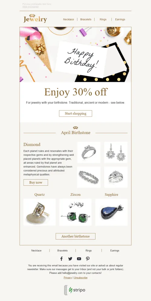 7299-Stripo-Jewelry-Holiday-newsletter-Happy-Birthday-Talisman-email-web