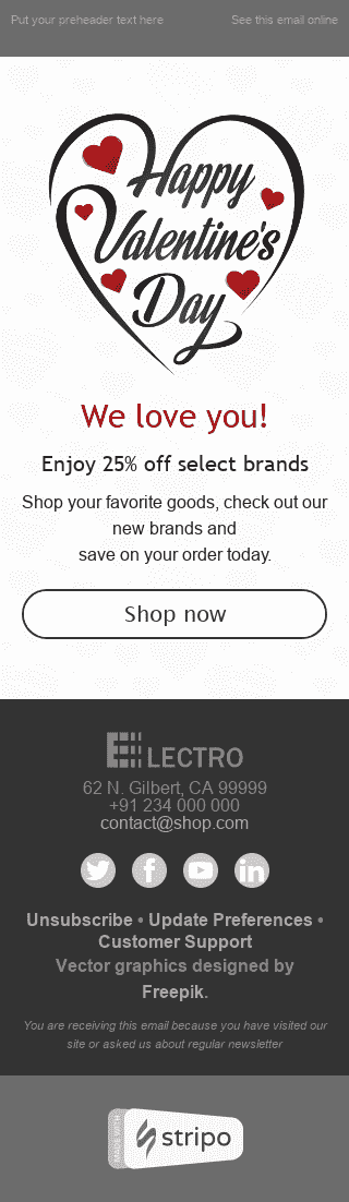 Plantilla de correo electrónico "Amor a nuestro alrededor" de Día de San Valentín para la industria de Gadget Vista de móvil