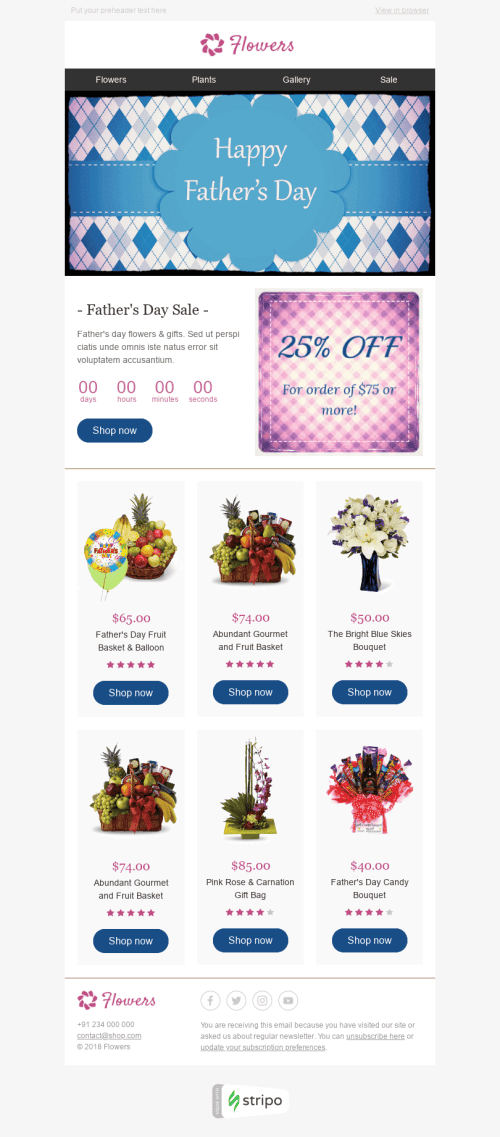 Father’s Day Email Template "Tasty Bouquets" for Gifts & Flowers industry mobile view