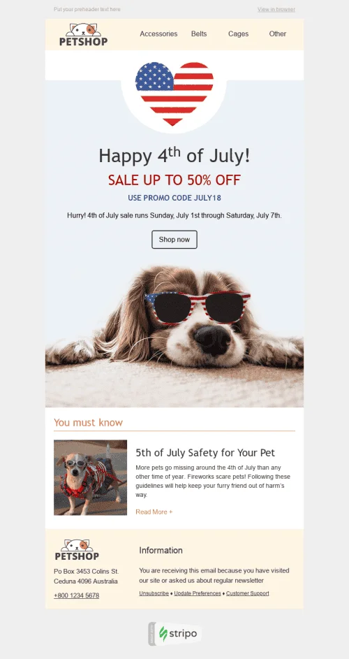 14727-Stripo-Pets-Holiday-newsletter-Happy-Independence-Day-Stylish-Dog-email-web
