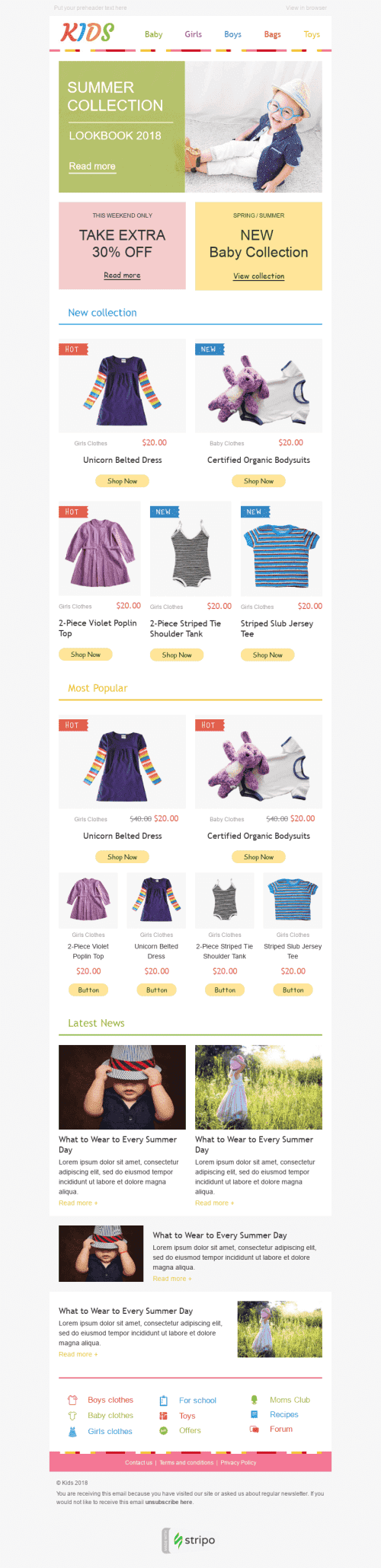 Plantilla de correo electrónico "Ropa muy bonita" de Promoción para la industria de Productos para niños Vista de escritorio