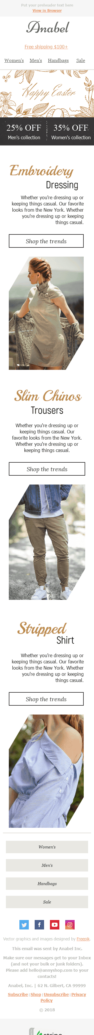 Plantilla de correo electrónico "Colección de oro" de Semana Santa para la industria de Moda Vista de móvil