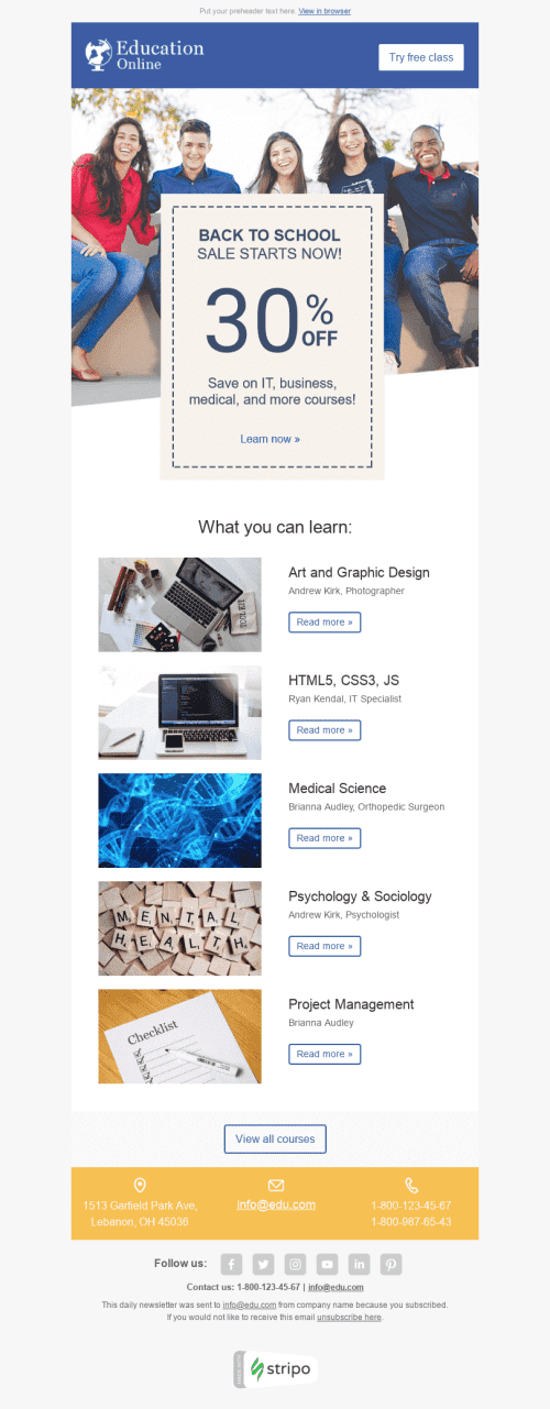 Simple Email About Learning Useful Skills Email Template by Stripo.email