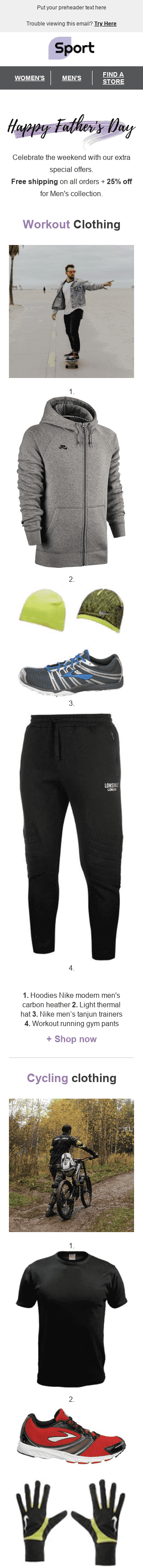 Modello Email Festa del papà "Papà forte" per il settore industriale di Sport Visualizzazione mobile