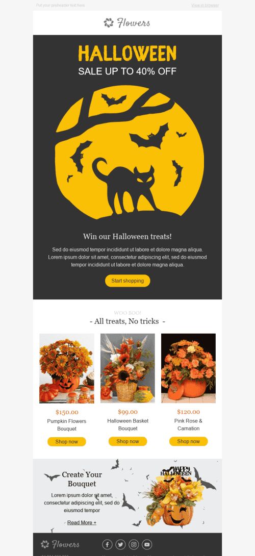 Plantilla de correo electrónico "Encantamiento otoñal" de Halloween para la industria de Regalos y flores Vista de móvil