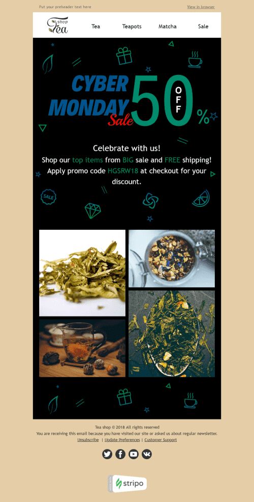 Cyber Monday Email Template "Best Deals" for Beverages industry mobile view