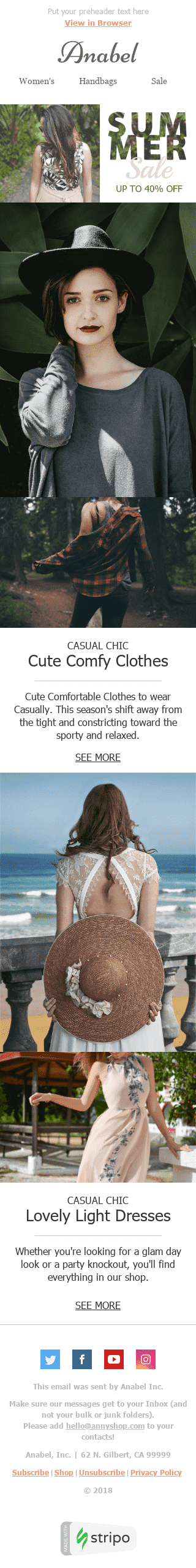 Modello Email Sconti "Elegante informale" per il settore industriale di Moda Visualizzazione mobile