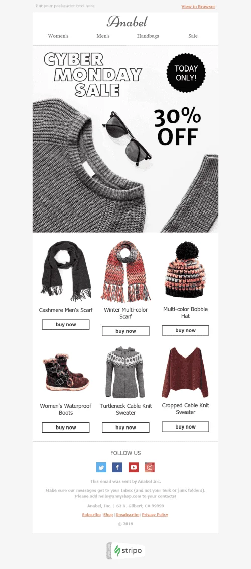 32186-Stripo-Fashion-Holiday-newsletter-Cyber-Monday-Warm-Clothes-email-web