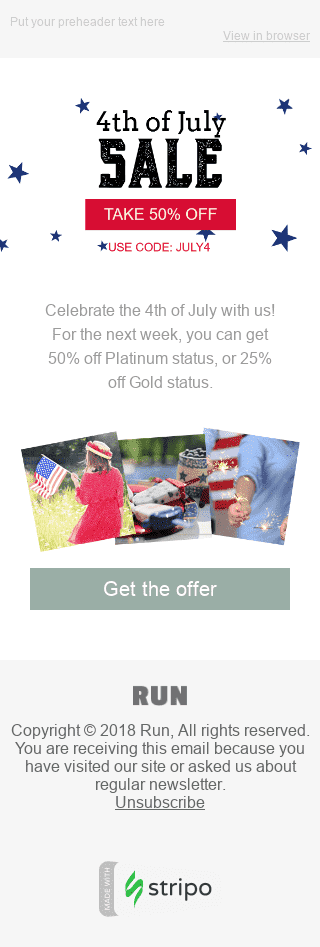 Шаблон письма к празднику Дня Независимости "Большие скидки" для индустрии "Программное обеспечение и Технологии" мобильный вид