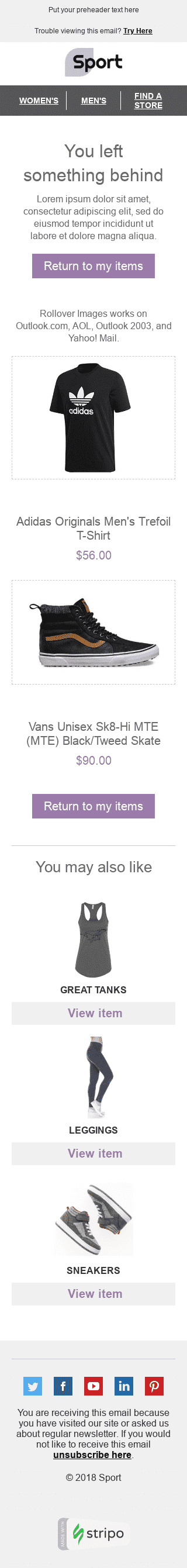 Plantilla de correo electrónico "Ropa buena" de Interactivas para la industria de Deportes Vista de móvil