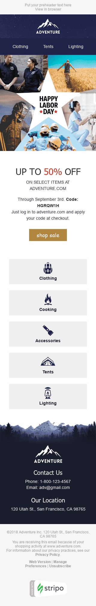 Labor Day Email Template "Unity" for Tourism industry mobile view