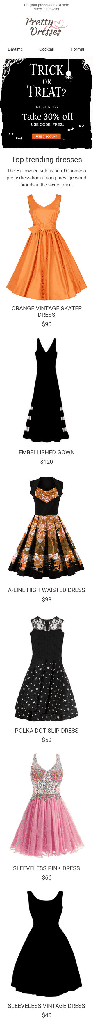 Modello Email Halloween "Viziati" per il settore industriale di Moda Visualizzazione mobile