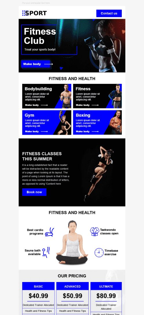 Promo Email Template «Sport Life» for Sports industry mobile view