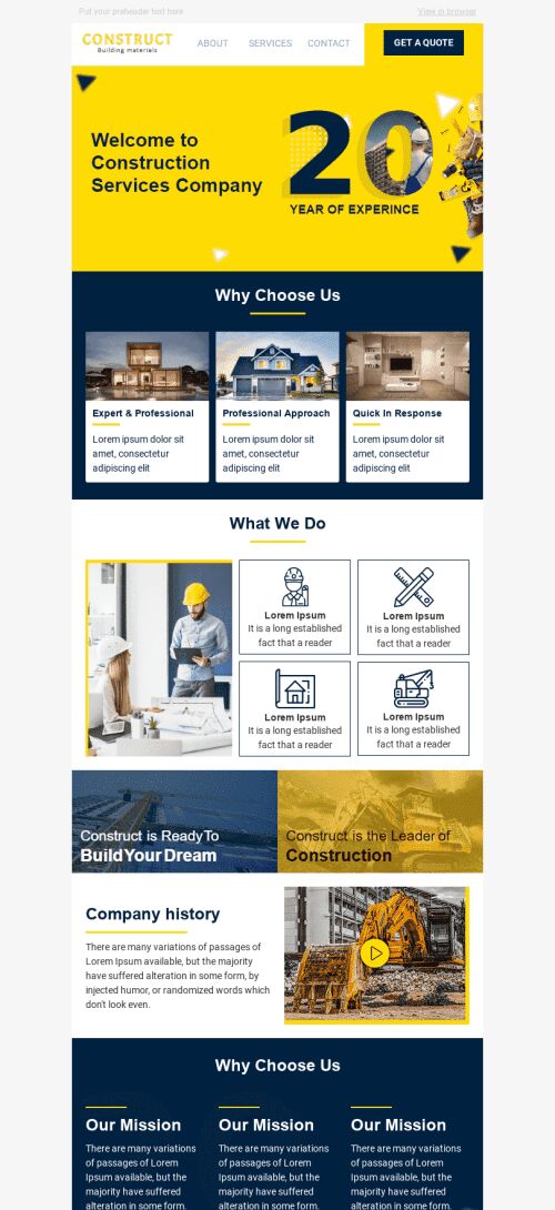 Promo Email Template «Build the Future» for Construction industry mobile view