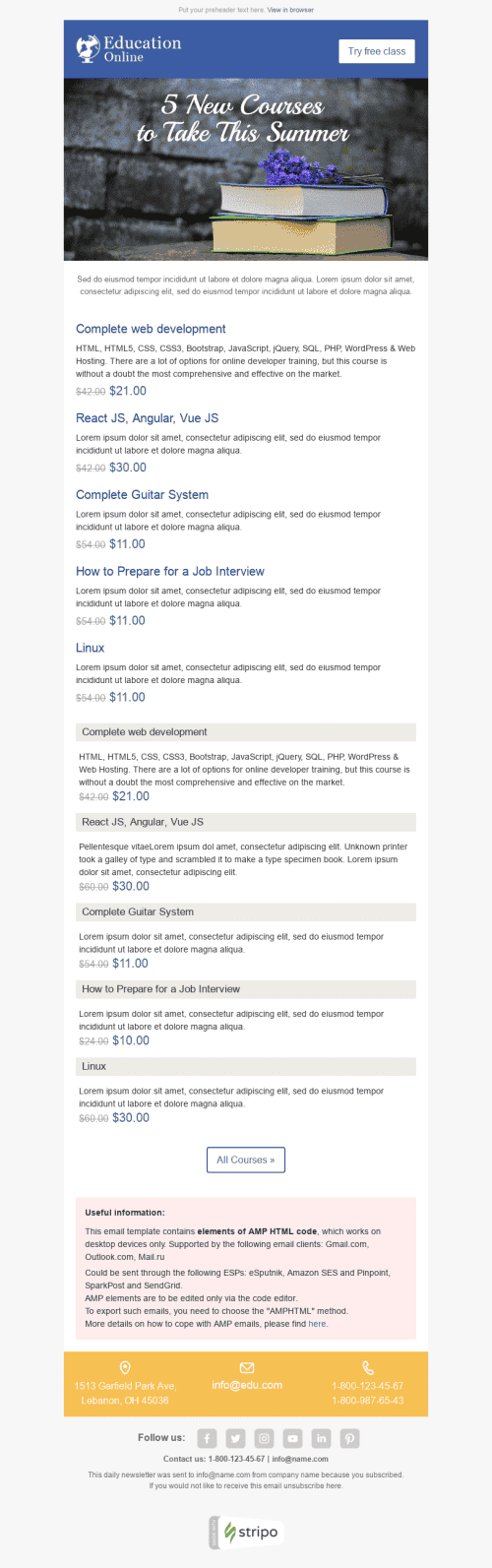 Modello Email Digest via email «Nuova conoscenza» per il settore industriale di Istruzione Visualizzazione mobile