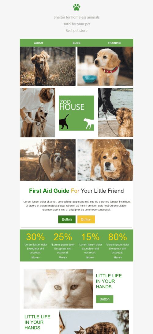 Plantilla de correo electrónico «Lugar de mascotas» de Promoción para la industria de Mascotas Vista de móvil