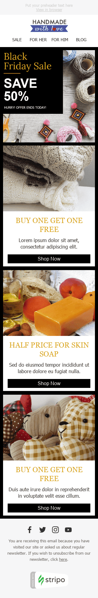 Шаблон листа до свята Чорна П'ятниця "Знижка вихідного дня" для індустрії "Книги, Подарунки, Канцелярські товари" мобільний вигляд