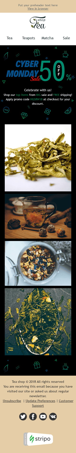 Modelo de E-mail de «Melhores Ofertas» de Cyber Monday para a indústria de Bebidas Visualização de dispositivo móvel