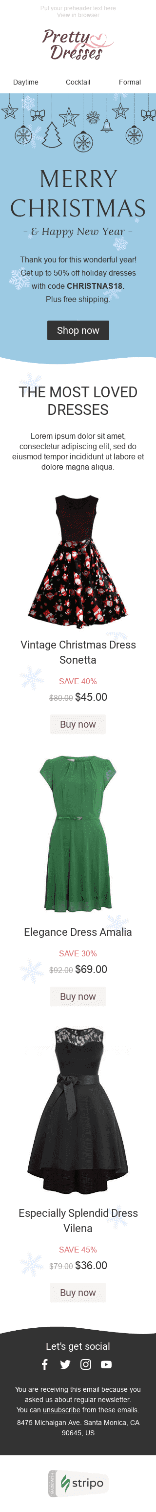 Modello Email Natale "Nevicata" per il settore industriale di Moda Visualizzazione mobile